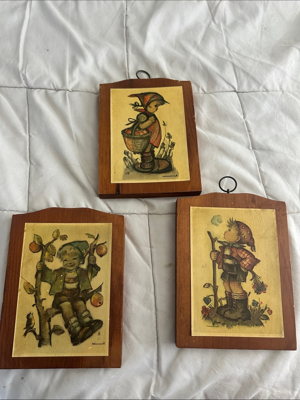 Vintage  Hummel Prints on Manchester Wood Vermont Plaques set of 3